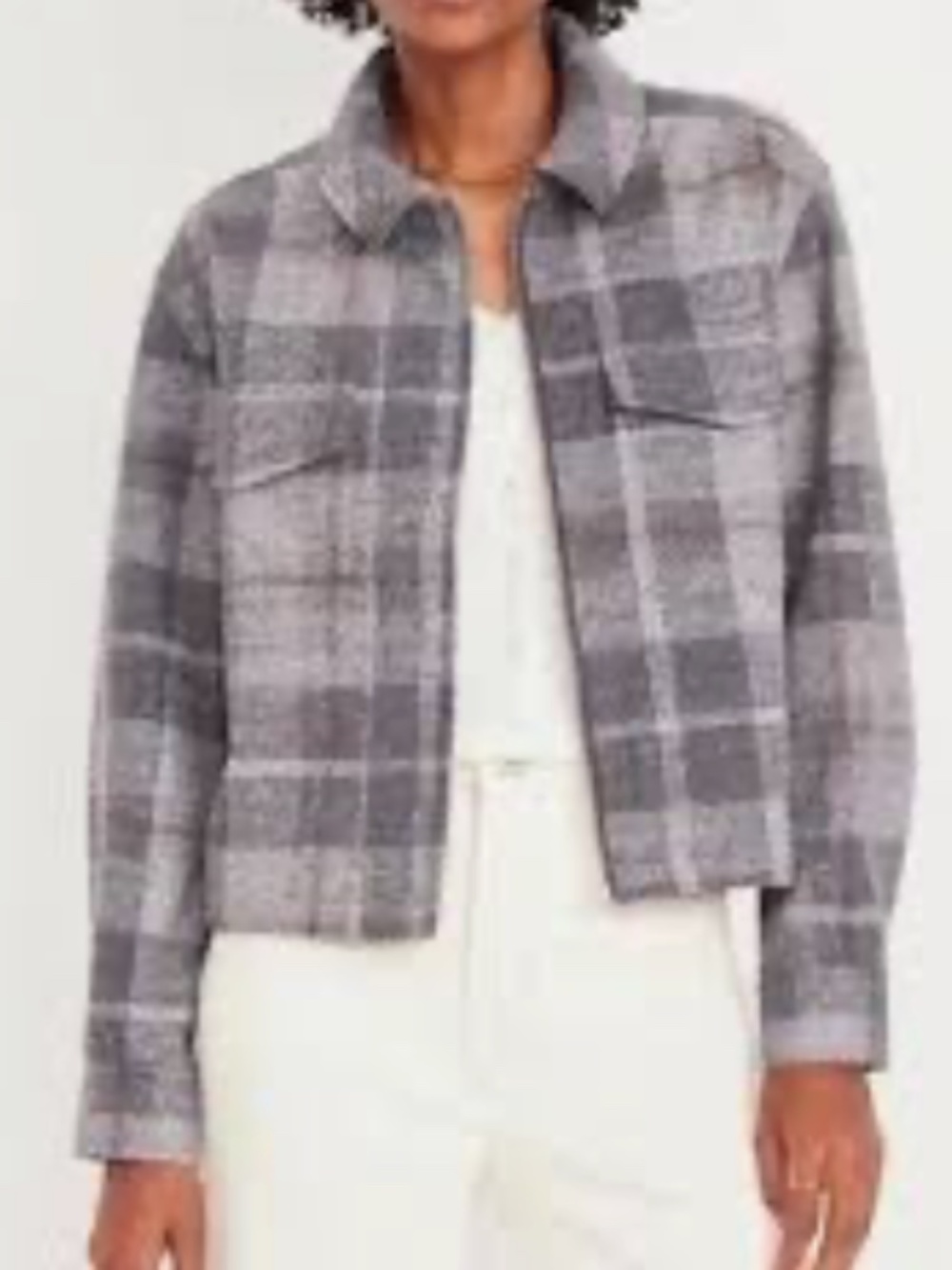 Grey Plaid Wool Jacket - Excellent Condition!
